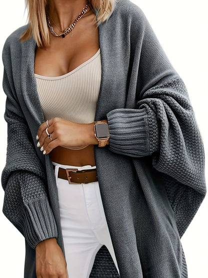 Cárdigan de punto oversize para mujer – Suéter con frente abierto y mangas murciélago