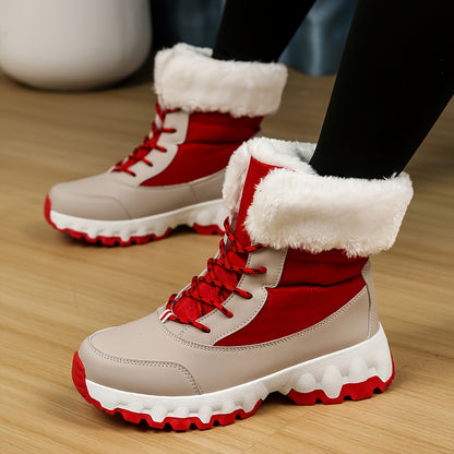 Botas de nieve cálidas antideslizantes para mujer – Zapatillas deportivas informales forradas de felpa para invierno