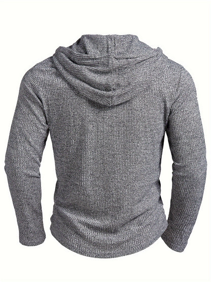 Chemisier Henley côtelé pour homme – Haut tricoté doux à manches longues pour l'automne