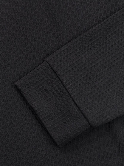 Chemise Henley gaufrée pour homme – Haut boutonnée toutes saisons blanc et noir