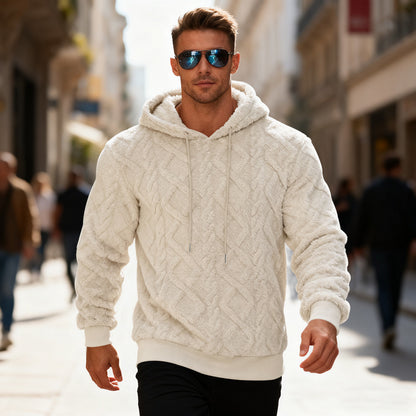 Sudadera con capucha de felpa para hombre - Sudadera holgada de invierno