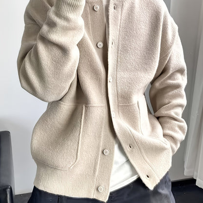 Cárdigan de punto grueso para hombre – Chaqueta de punto cálida con botones