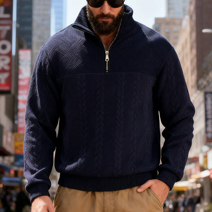 Men’s Zip-Up Hoodie Jacket – Loose Fit Casual Stand Collar Sweatshirt