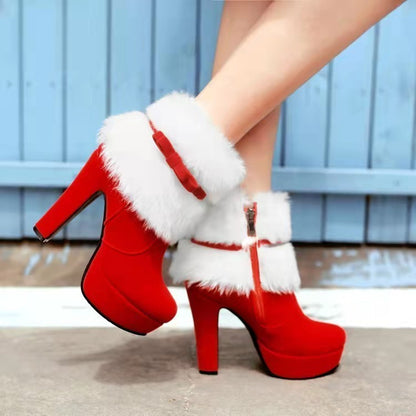 Bottes Martin Loom & Soul d'hiver en peluche à talons hauts – Confort élégant pour les fêtes