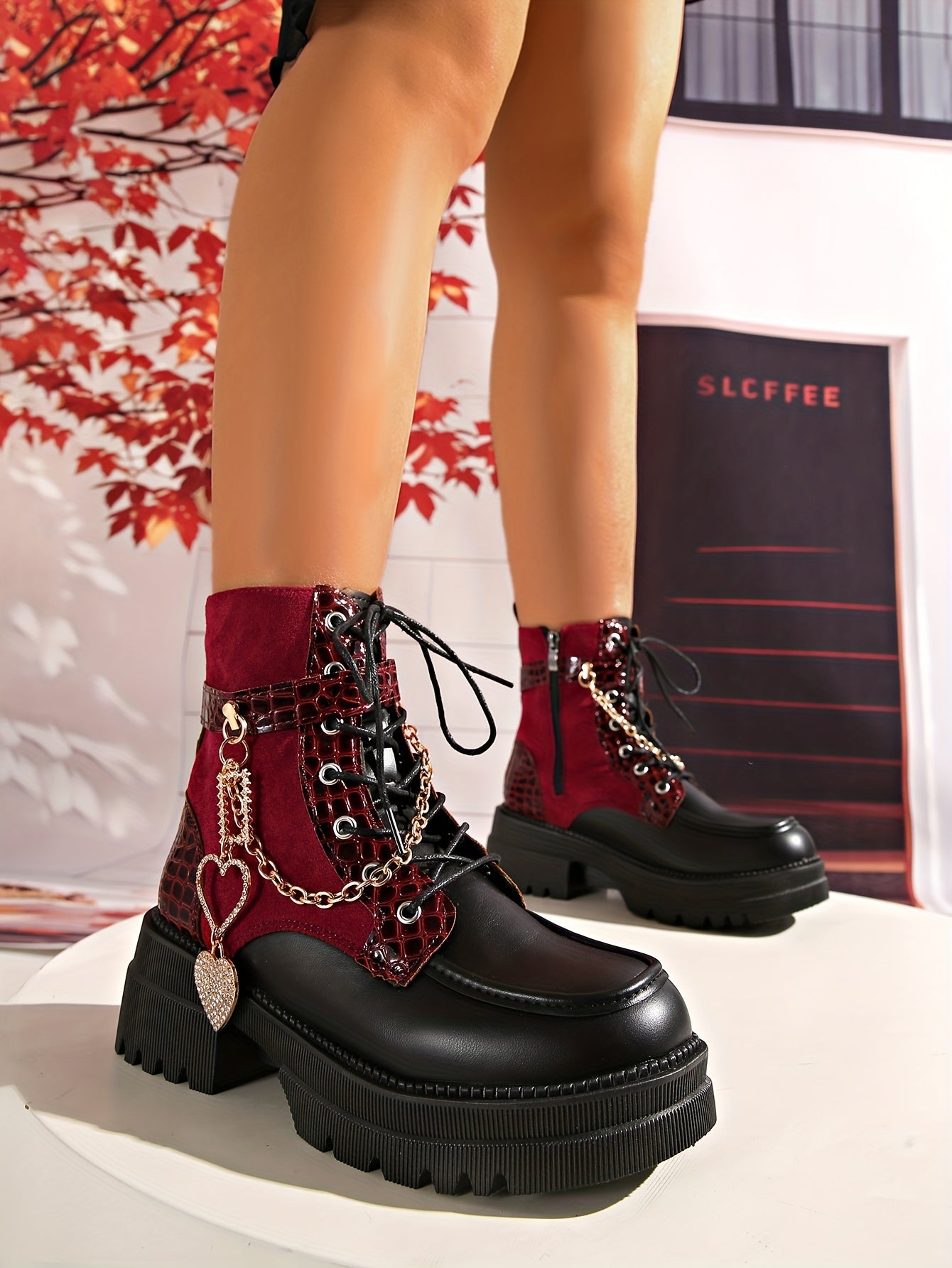 Women’s Chunky Platform Boots – Gothic High Heel Ankle Booties