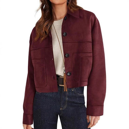 Chaqueta Corta de Ante Sintético para Mujer – Estilo Ligero para el Viaje Diario
