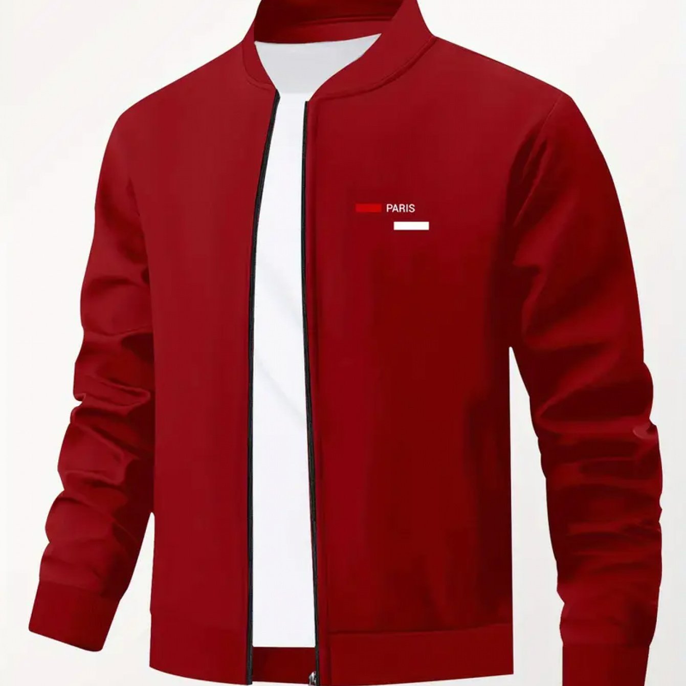 Chaqueta Estampada con Cuello Béisbol para Hombre – Abrigo Informal de Trabajo con Cremallera