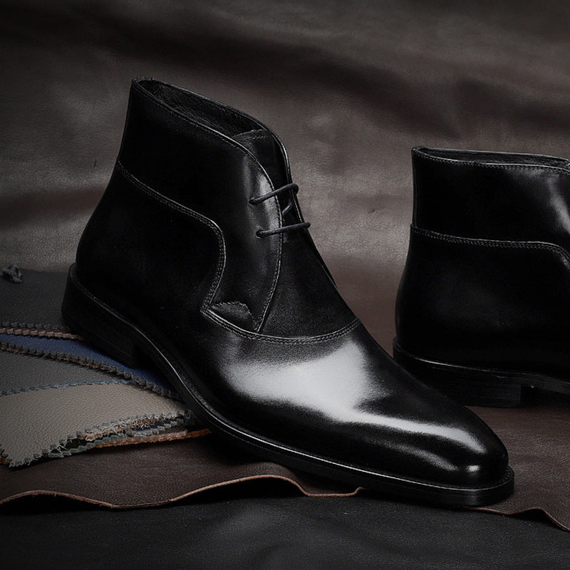Botas Martin de cuero genuino para hombre Loom & Soul™ - Botas de tendencia de piel de vaca con tacón grueso antideslizante y comodidad transpirable