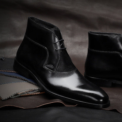 Botas Martin de cuero genuino para hombre Loom & Soul™ - Botas de tendencia de piel de vaca con tacón grueso antideslizante y comodidad transpirable