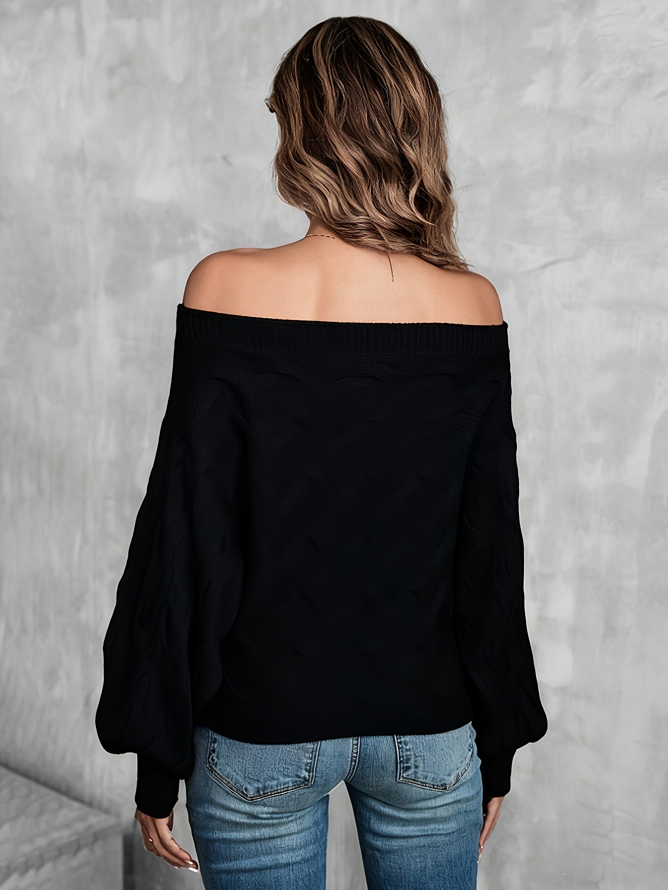 Suéter murciélago para mujer con hombros descubiertos – Tejido holgado para todas las estaciones