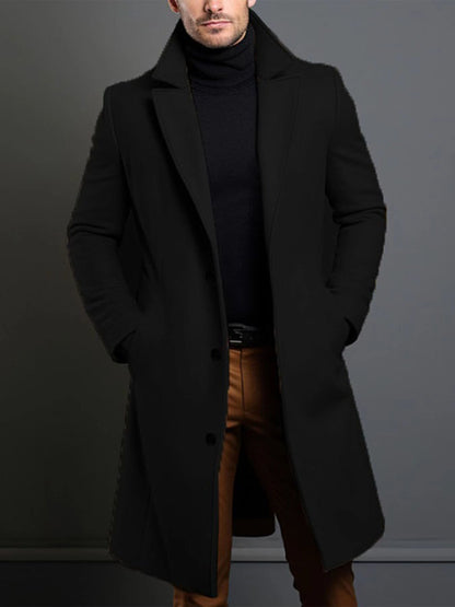 Abrigo clásico de solapa para hombre – Chaqueta de invierno de una sola botonadura