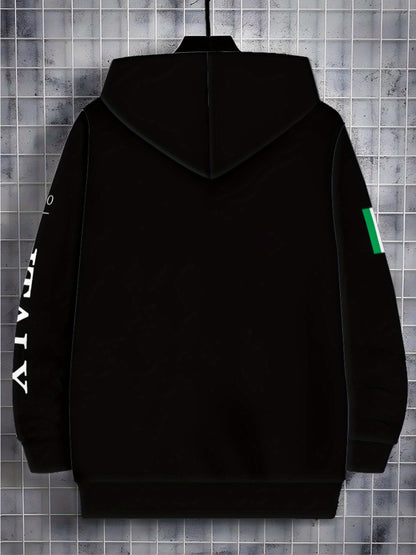 Loom & Soul – Sweat à capuche zippé italien à rayures pour homme – Sweat-shirt léger d'automne