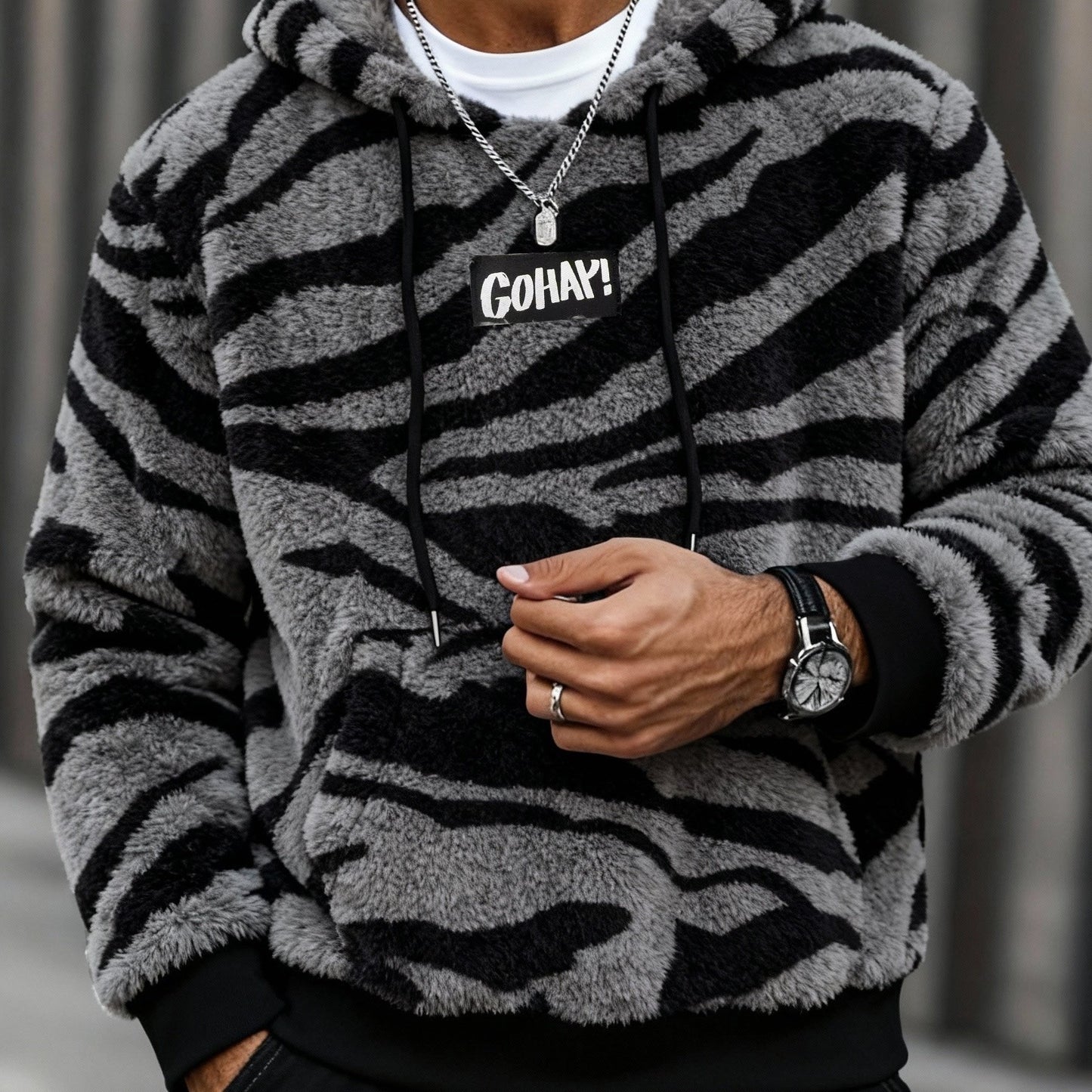Sweat à Capuche Imprimé Léopard Homme – Sweat-shirt Doux Tendance Streetwear