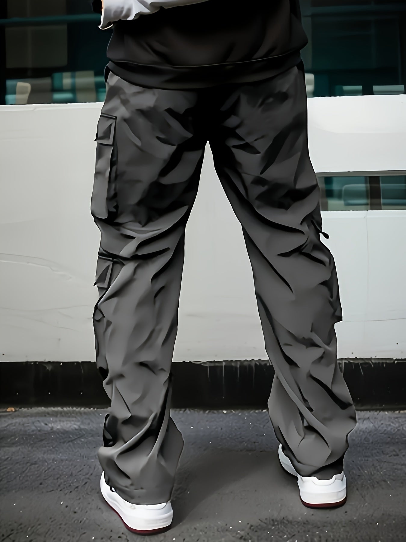 Pantalones cargo negros para hombre – Joggers sueltos multiziper para exteriores, para primavera/otoño