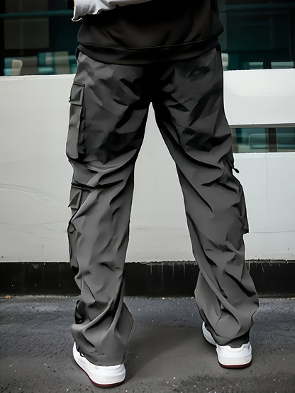 Pantalones cargo negros para hombre – Joggers sueltos multiziper para exteriores, para primavera/otoño