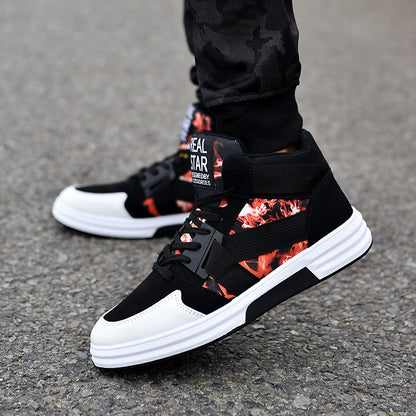 Zapatillas de caña alta con cordones y estampado de camuflaje de Loom & Soul™ – Zapatillas de cuero de ante para hombre con suela de goma antideslizante