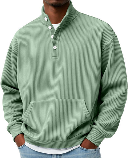 Sudadera de Cuello Alto Lisa para Hombre – Polo Casual de Manga Larga