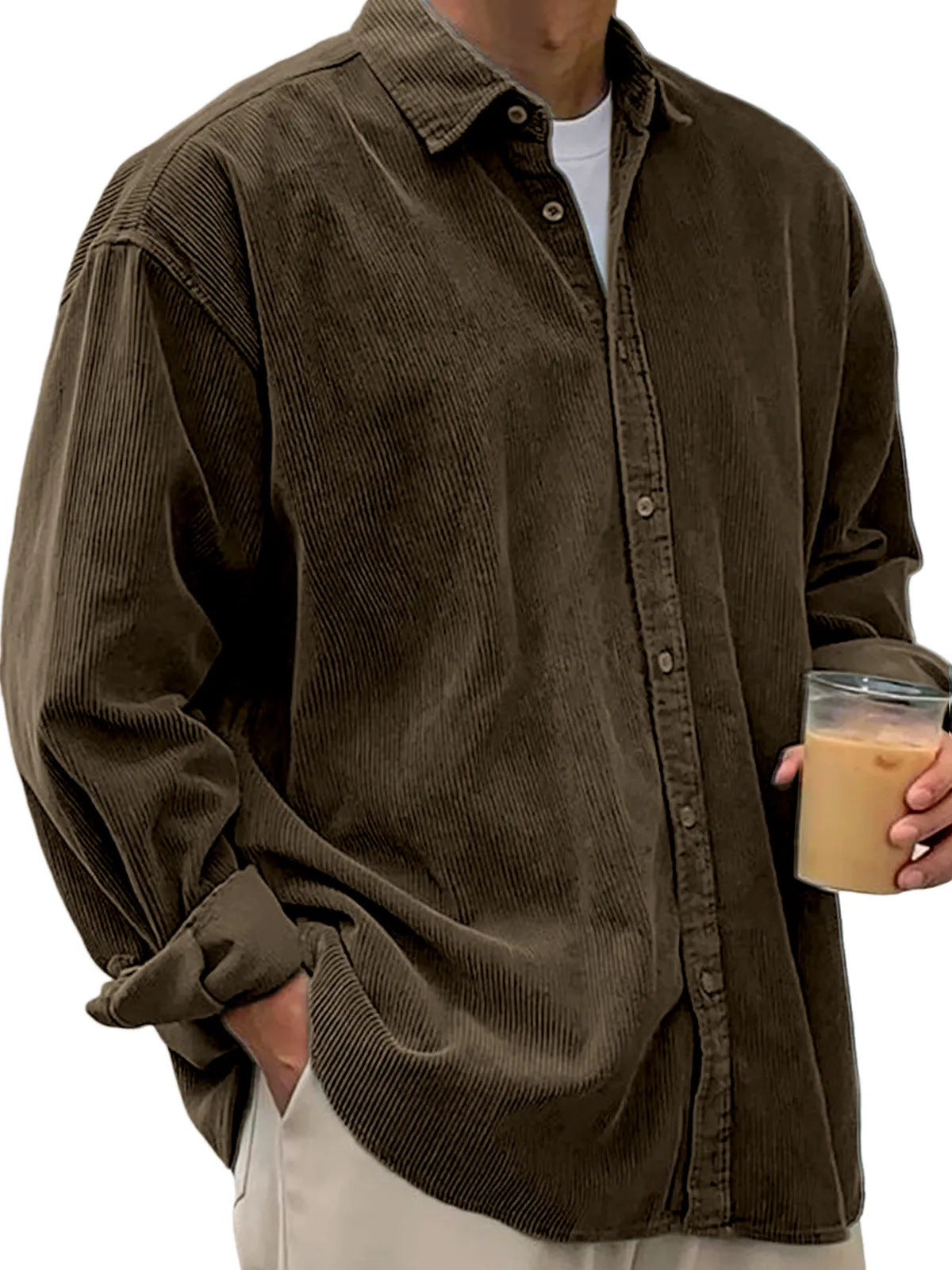 Chaqueta de Pana para Hombre – Abrigo Casual de Otoño de Corte Holgado