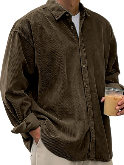 Chaqueta de Pana para Hombre – Abrigo Casual de Otoño de Corte Holgado