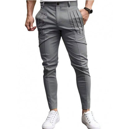 Pantalones de Vestir Cortos Ajustados para Hombre – Cintura Elástica Informal con Forro Polar