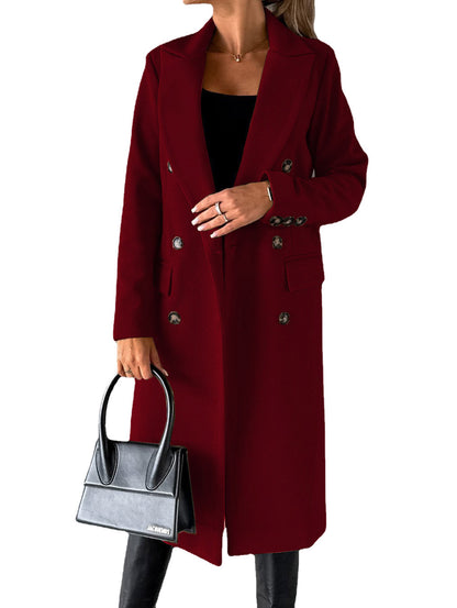 Abrigo de solapa cruzado Loom & Soul™ – Chaqueta larga de invierno ajustada para mujer para un estilo urbano sin esfuerzo