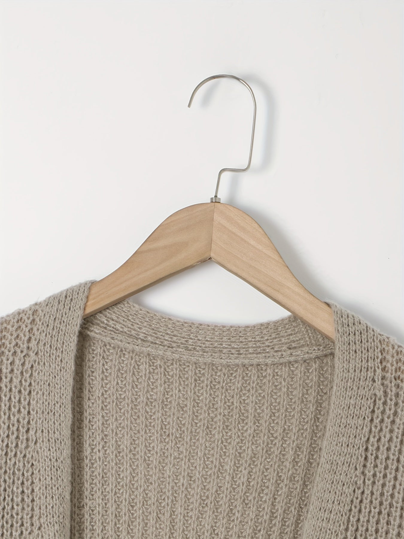 Elegante cárdigan acanalado con cuello en V profundo – Suéter de punto de otoño/invierno para mujer