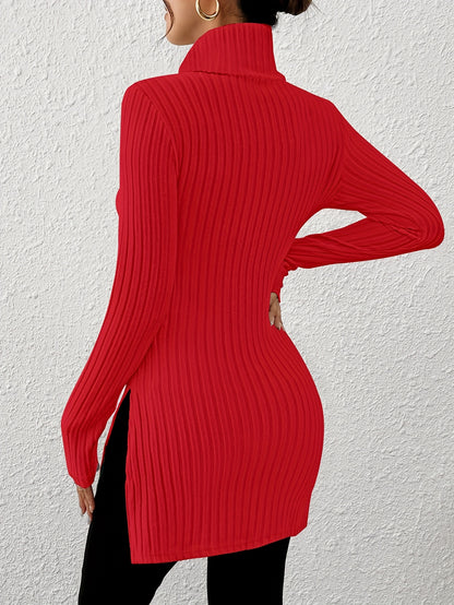 Top de cuello alto elegante para mujer – Tejido suave de manga larga y cuello alto