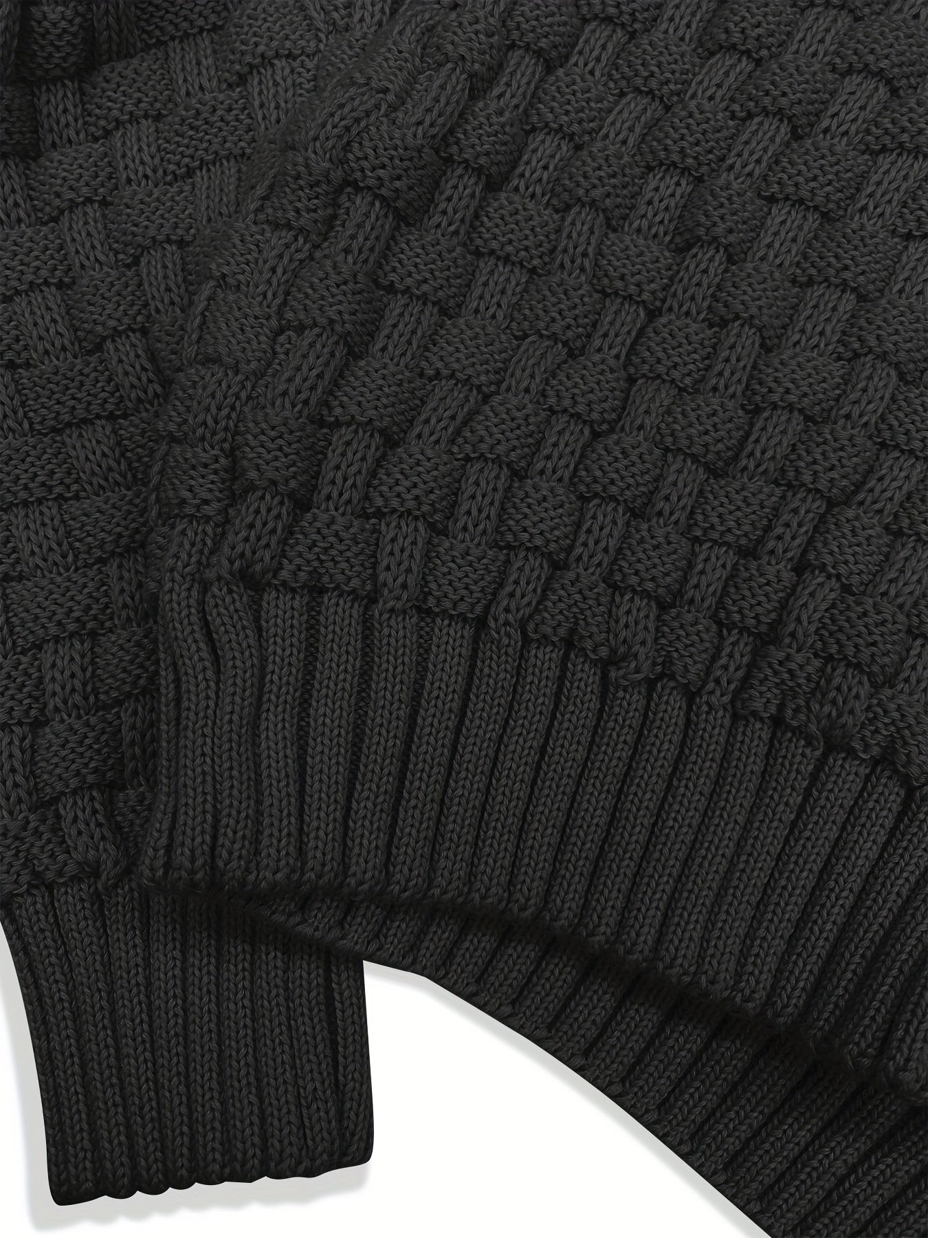 Men’s Waffle Knit Sweater – High Stretch Pullover with Lapel Collar