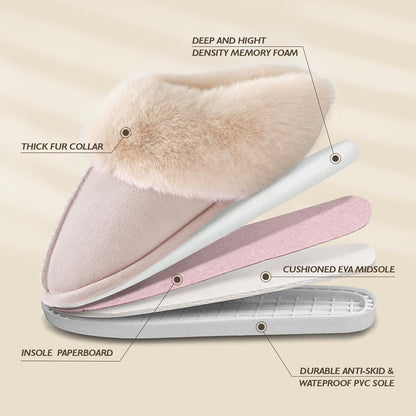 Womens Slippers with Fluffy Fur Soft Memory Foam House Shoes, Christmas Gifts Christmas Slippers for Women Mom Grandma