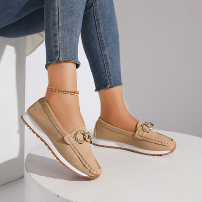 Women’s Chain Loafers – Suede Slip-On Comfort Flats