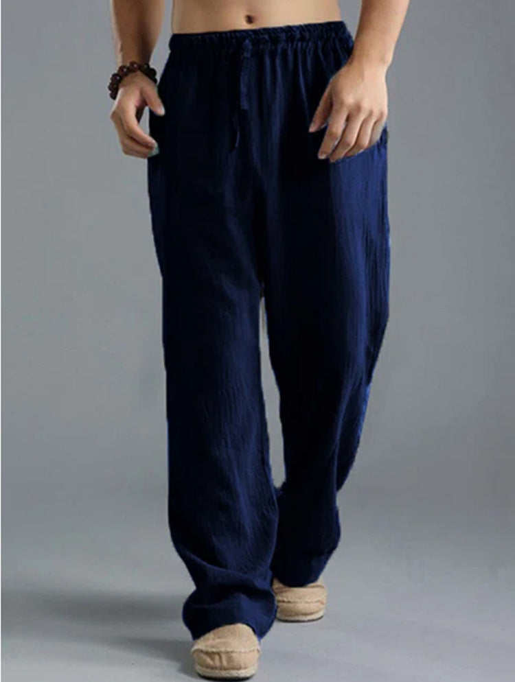 Pantalones de Lino Transpirables para Hombre – Pantalones Deportivos Casuales de Corte Holgado