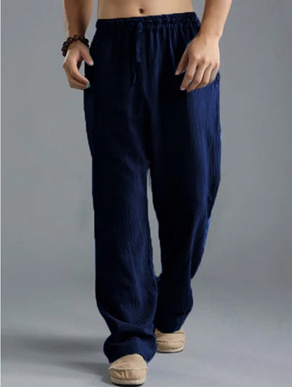 Pantalones de Lino Transpirables para Hombre – Pantalones Deportivos Casuales de Corte Holgado