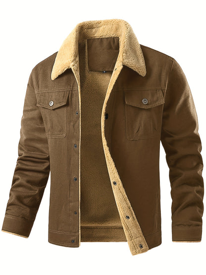 Chaqueta de trabajo para hombre con forro polar - Abrigo con cuello de borreguillo