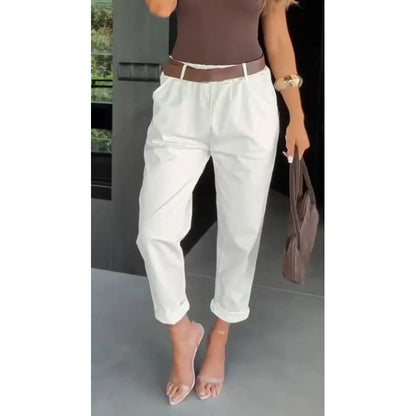 Women’s Slim Straight Pants – High Waist Casual Everyday Fit
