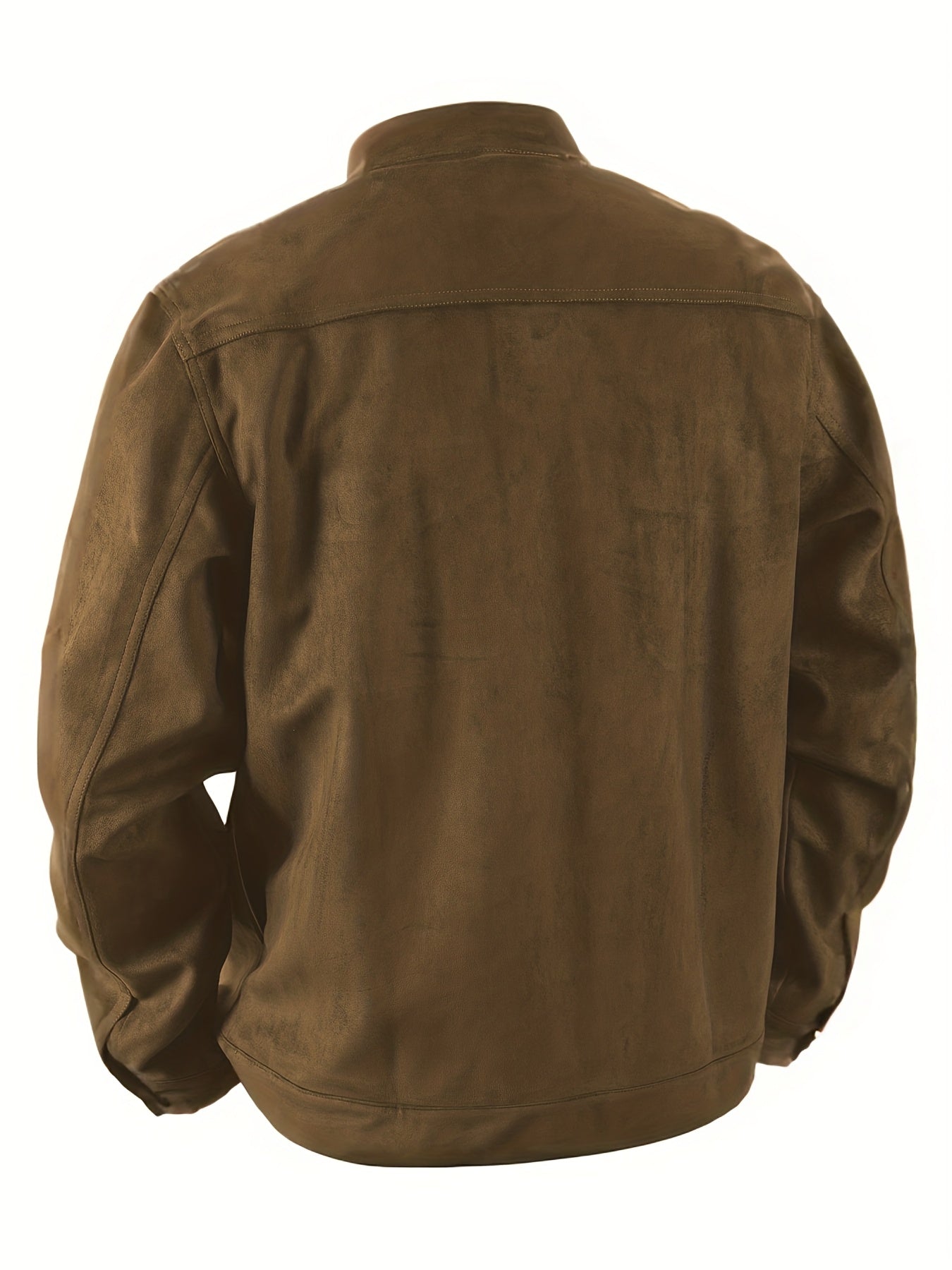 Chaqueta de ante sintético para hombre – Abrigo informal con cuello alto y botones