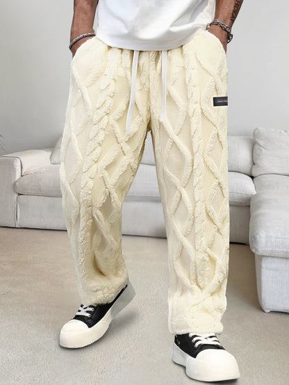 Pantalones de casa de forro polar para hombre – Comodidad cálida de invierno con cordón