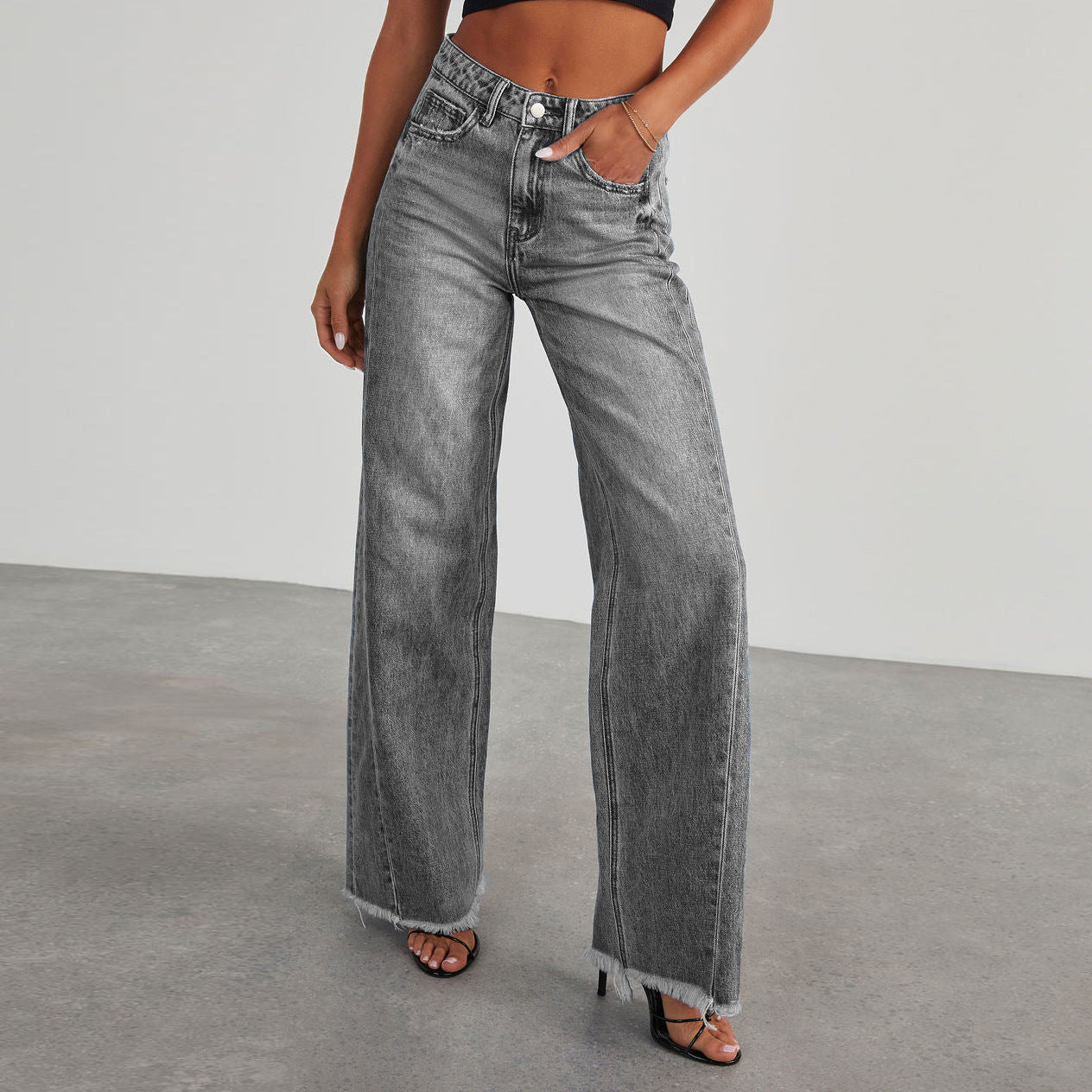 Loom & Soul™ Jeans Rectos de Cintura Alta – Pantalones Vaqueros de Mujer de Pierna Ancha de Corte Ajustado