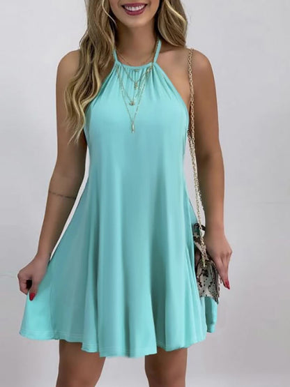 French Elegant Halter Evening Dress – Turquoise Peplum Party Gown