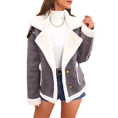 Chaqueta polar de cuello polo para mujer Loom & Soul™ – Abrigo grueso de forro polar de invierno para un acogedor estilo urbano coreano
