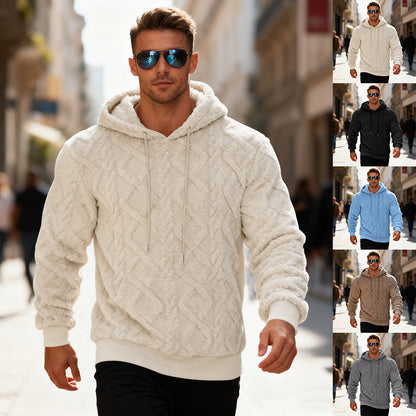 Sudadera con capucha de felpa para hombre - Sudadera holgada de invierno