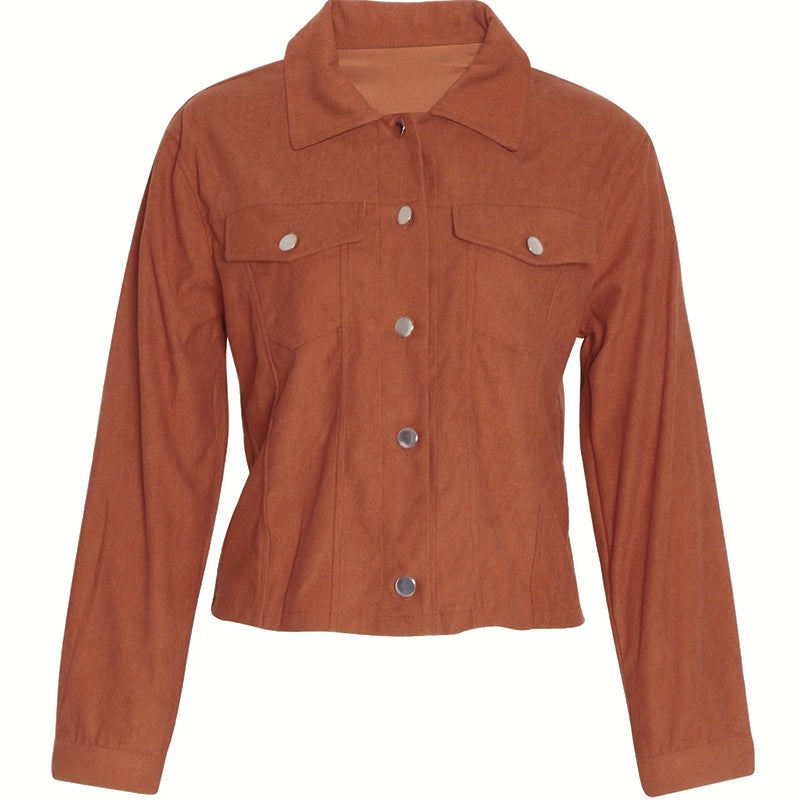 Chaqueta de pana abotonada para mujer – Ropa de abrigo informal ligera