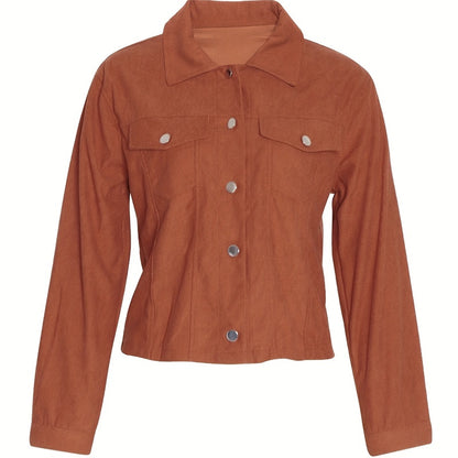 Chaqueta de pana abotonada para mujer – Ropa de abrigo informal ligera