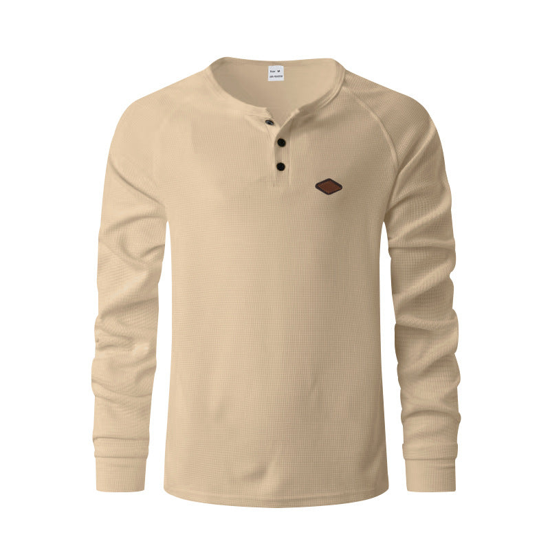 Men’s Waffle Henley Long Sleeve – Quick-Dry Raglan Loose Fit