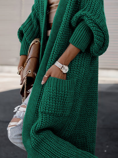 Elegante cárdigan acanalado con cuello en V profundo – Suéter de punto de otoño/invierno para mujer