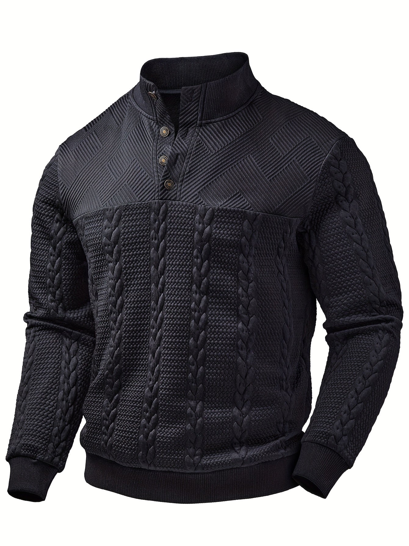 Chemise Henley décontractée pour homme – Haut boutonné à manches longues en tissu extensible doux