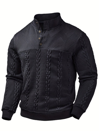 Chemise Henley décontractée pour homme – Haut boutonné à manches longues en tissu extensible doux