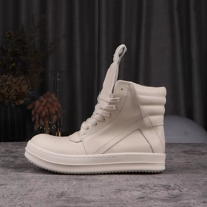 Men'S Casual Shoes Leather Shoes for Women Inverted Triangle Design Women'S Sneakers Lace-Up Patchwork Men'S Shoes