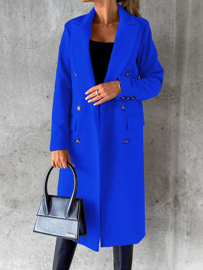 Abrigo de solapa cruzado Loom & Soul™ – Chaqueta larga de invierno ajustada para mujer para un estilo urbano sin esfuerzo