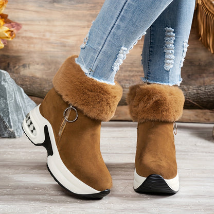 Women’s Platform Ankle Boots – Plush Lined Winter Zip Shoes