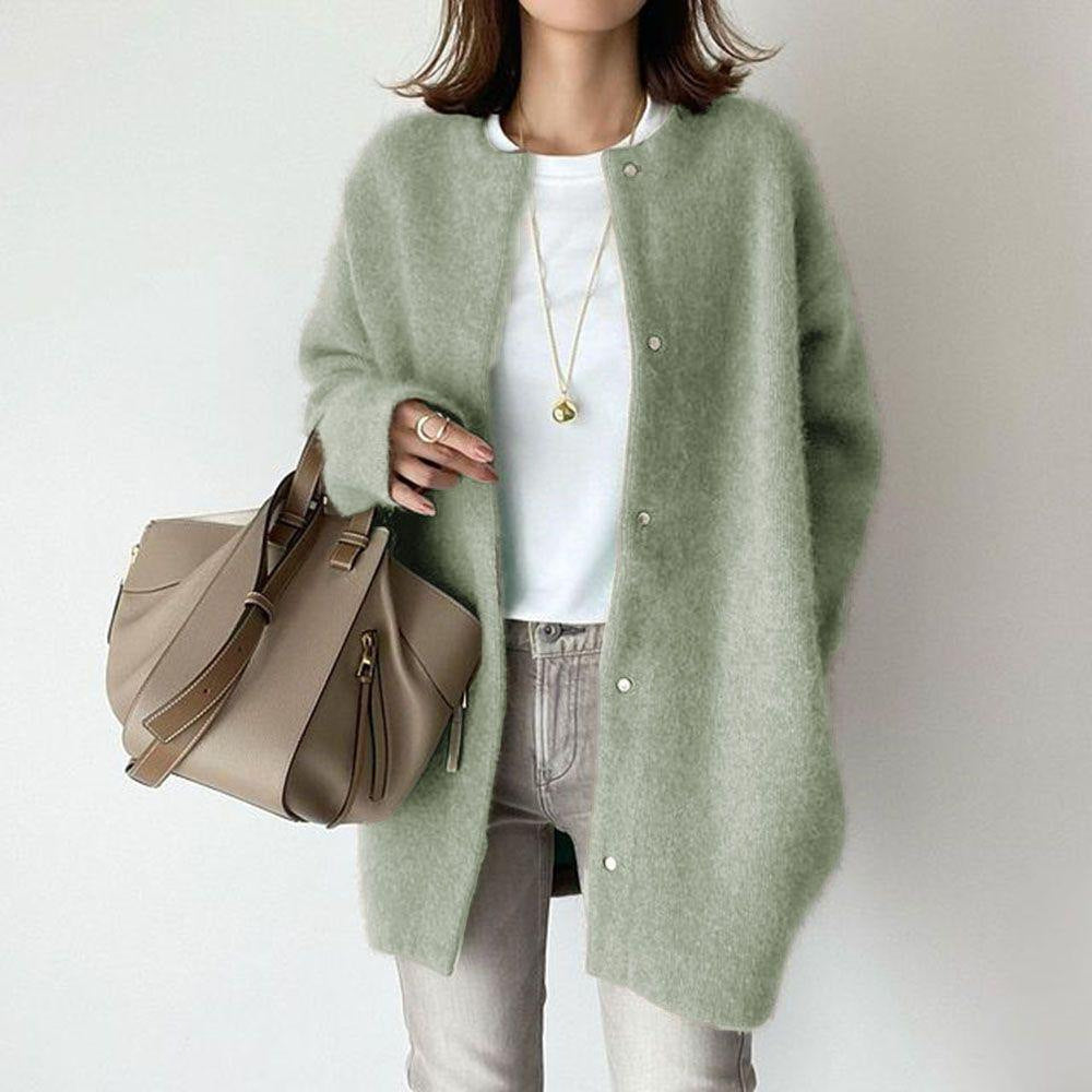 Cárdigan de punto Loom & Soul™ para mujer – Chaqueta de corte ajustado de un solo botón y color liso